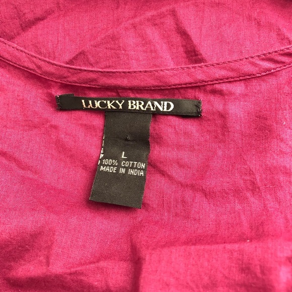 Lucky Brand raspberry keyhole cotton boho tunic L - Picture 5 of 12